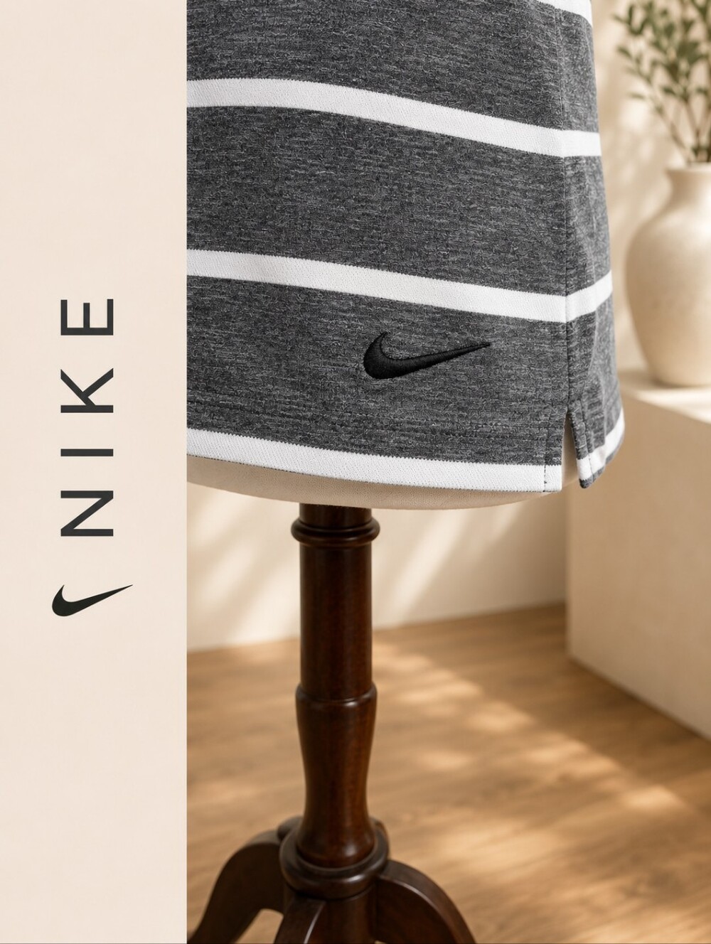 Nike , dry fit, gray and white striped , sleeveless golf polo woman's small - Picture 3 of 3